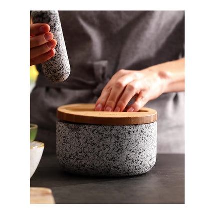 Mortier JOSEPH JOSEPH et mortier en granite couvercle bambou