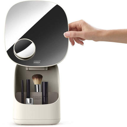 Miroir JOSEPH JOSEPH sur pied avec organisateur de cosmétique
