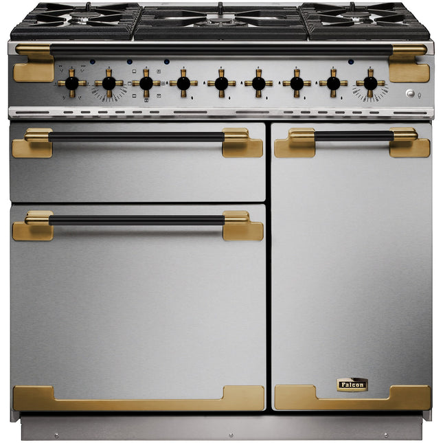Piano de cuisson gaz FALCON ELISE LUXE TAB GAZ 90 CMNOIR LAITON