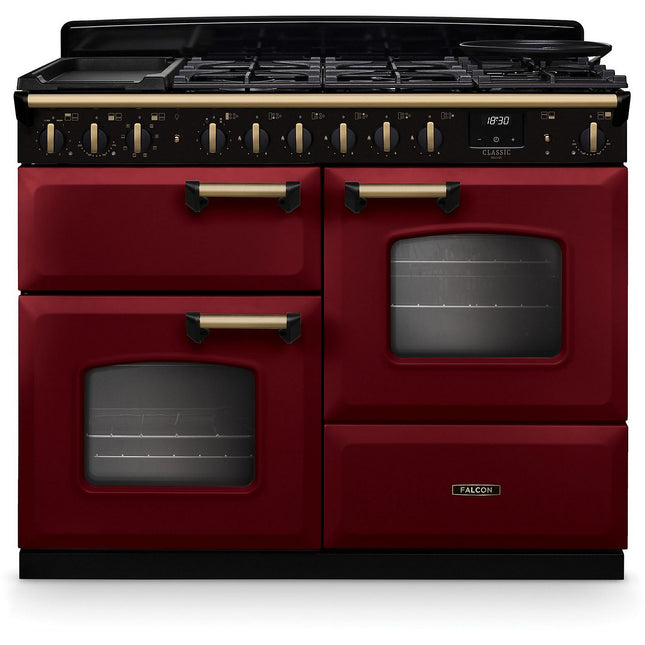 Piano de cuisson mixte FALCON NGC TAB MIX 110 CM BORDEAUX LAITON ANTIQ