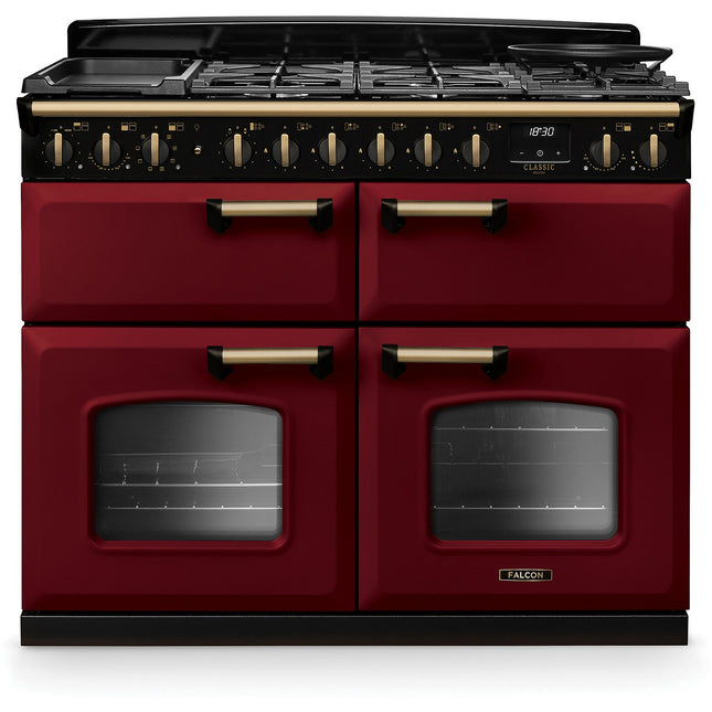 Piano de cuisson mixte FALCON NGC TAB MIX 110 CM BORDEAUX LAITON ANTIQ