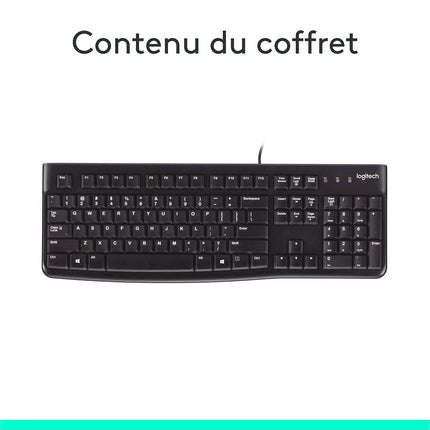 Clavier filaire LOGITECH K120 USB touches silencieuses