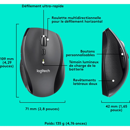 Souris LOGITECH M705 Silver sans fil optique
