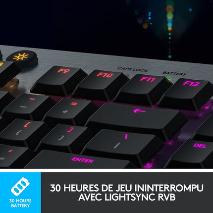 Clavier gamer sans fil LOGITECH G915 LIGHTSPEED RVB mécanique sans fil -