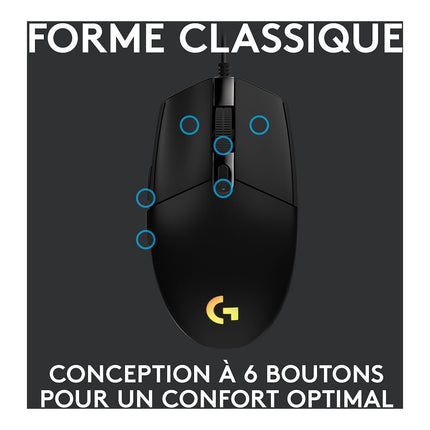 Souris Gamer Filaire LOGITECH G203 LIGHTSYNC GAMING MOUSE noire