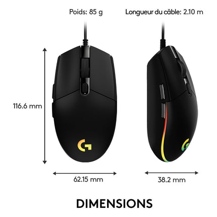 Souris Gamer Filaire LOGITECH G203 LIGHTSYNC GAMING MOUSE noire