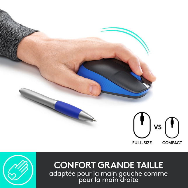 Souris sans fil LOGITECH Ambidextre M190 Bleu