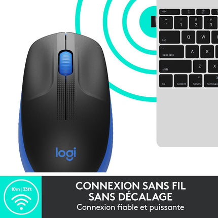 Souris sans fil LOGITECH Ambidextre M190 Bleu