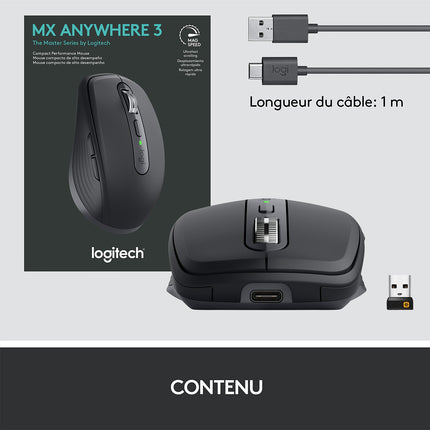 Souris sans fil LOGITECH MX ANYWHERE 3 Graphite ergonomique