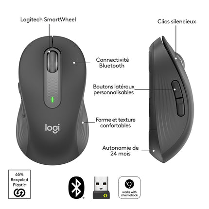 Souris sans fil LOGITECH Signature M650 L Graphite - grde taille