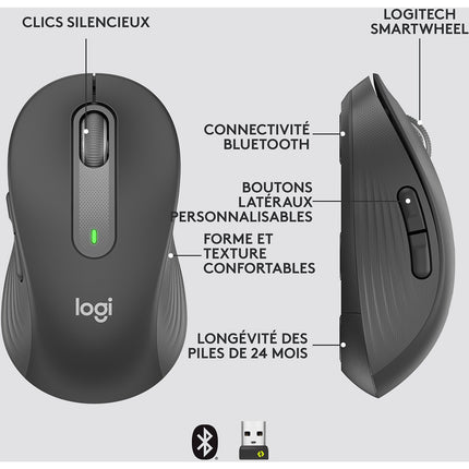 Souris sans fil LOGITECH Signature M650 L Graphite - grde taille
