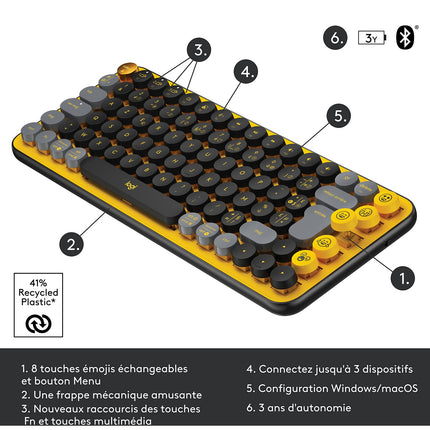 Clavier sans fil LOGITECH POP Keys Multidispositif-Blast
