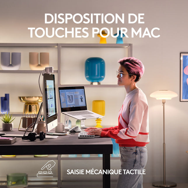 Clavier sans fil LOGITECH MX Mechanical Mini pour Mac Gris Pale