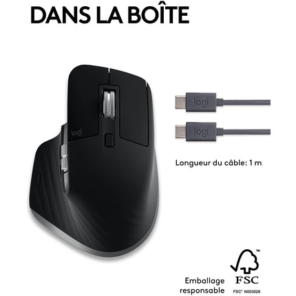 Souris sans fil rechargeable LOGITECH Mx Master 3s pour Mac Gris Sidéral