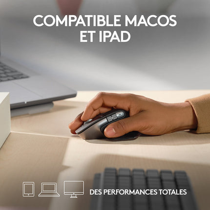 Souris sans fil rechargeable LOGITECH Mx Master 3s pour Mac Gris Sidéral