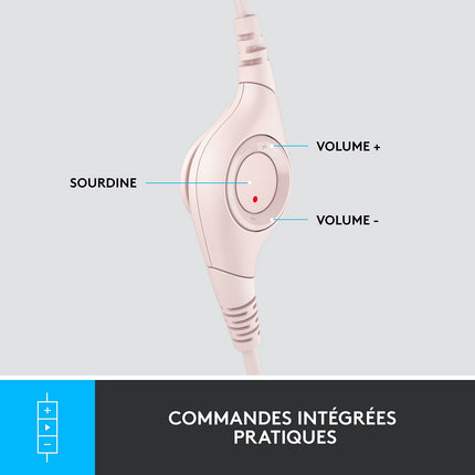 Micro-casque LOGITECH H390 avec Microphone Antibruit - Rose