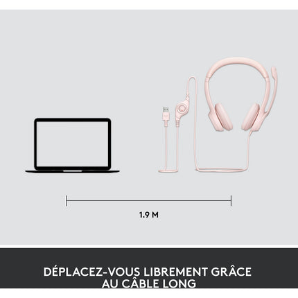 Micro-casque LOGITECH H390 avec Microphone Antibruit - Rose