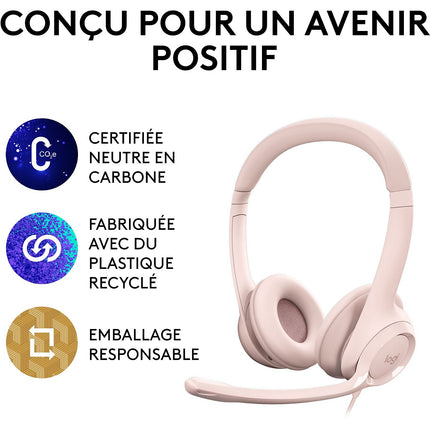 Micro-casque LOGITECH H390 avec Microphone Antibruit - Rose