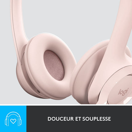 Micro-casque LOGITECH H390 avec Microphone Antibruit - Rose
