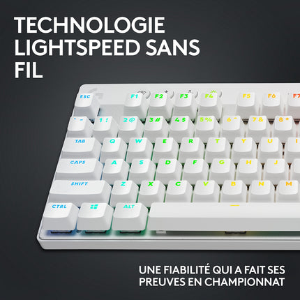 Clavier gamer sans fil LOGITECH Pro X LIGHTSPEED TKL Tactile Blanc