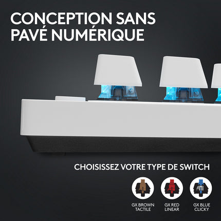 Clavier gamer sans fil LOGITECH Pro X LIGHTSPEED TKL Tactile Blanc