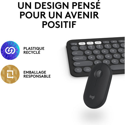 Clavier + Souris LOGITECH Pebble 2 pour Mac M350s+K380s Graphite