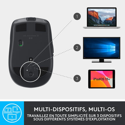 Souris sans fil rechargeable LOGITECH MX Anywhere 2S Gris pale