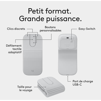 Souris sans fil LOGITECH Mobi Fold Off White