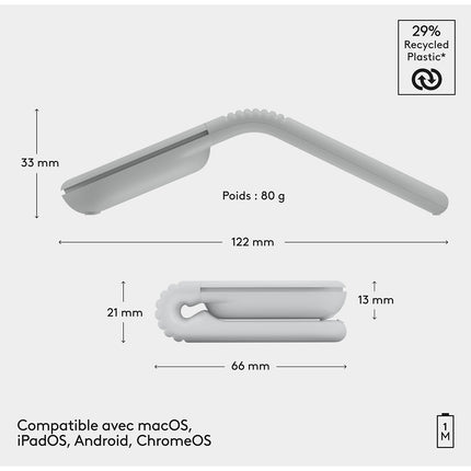 Souris sans fil LOGITECH Mobi Fold Off White