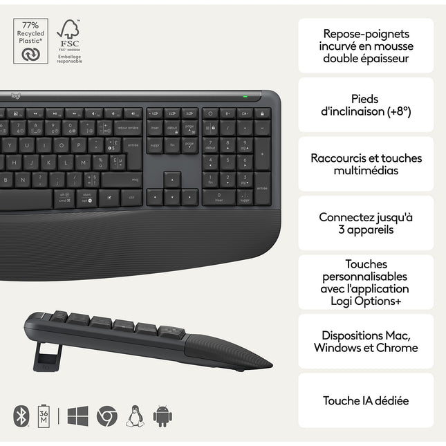 Clavier sans fil LOGITECH Signature Comfort Plus MK880 GRAPHITE