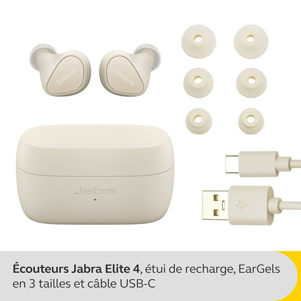 Ecouteurs JABRA Elite 4 Beige Reconditionné