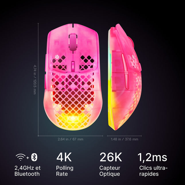 Souris Gamer Sans Fil STEELSERIES Aerox 3 WL Gen 2 - MagentaHaze