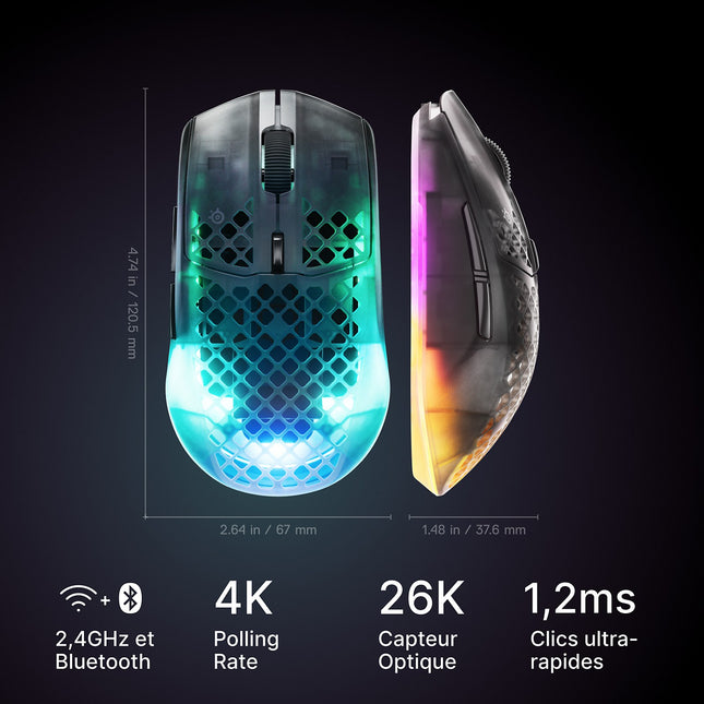 Souris Gamer Sans Fil STEELSERIES Aerox 3 WL Gen 2 - Shadow