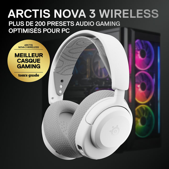 Casque gamer STEELSERIES Arctis Nova 3 WL Blanc PC