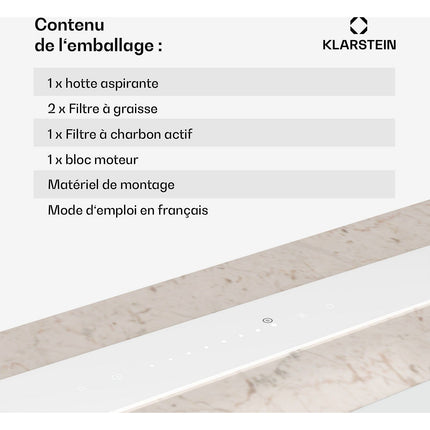 Hotte escamotable KLARSTEIN Royal Flush Eco 75cm 713,8m³/h A++ blanc