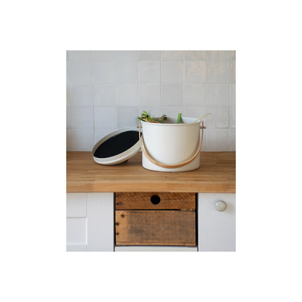 Seau à compost PEBBLY 7L, en métal et bambou
