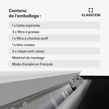 Hotte plan de travail KLARSTEIN Brisa 90 cm 708 m³/h A+ 42 dB Inox