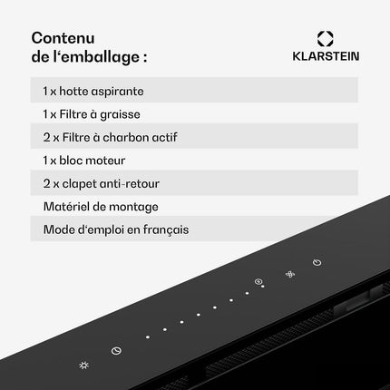 Hotte escamotable KLARSTEIN Royal Flush Eco 842 m³/h CEE A 70dB Noir