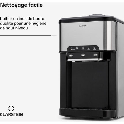 Machine à glaçons KLARSTEIN Aqueous 3en1 20kg/24h 2,5 litres inox