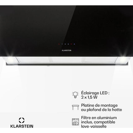 Hotte décorative îlot KLARSTEIN Kronleuchter XL îlot 90cm 590m³/h noir