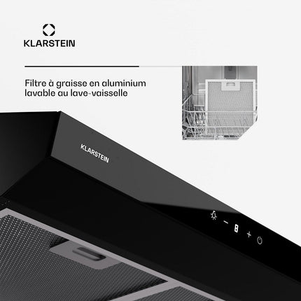 Hotte casquette KLARSTEIN ContempoNeo 60cm encastrée 175m³/h noir