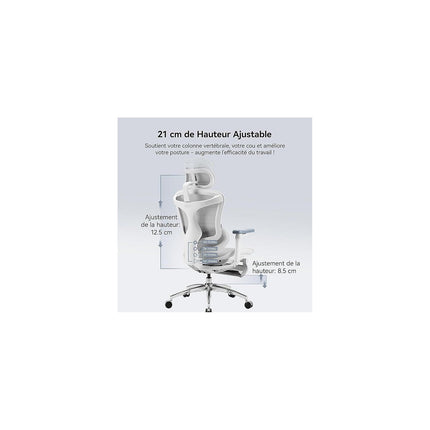 Fauteuil ergonomique SIHOO C300L JT chaise ergonomique blanc