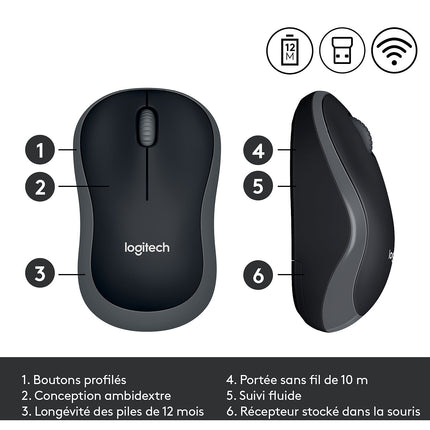 Souris sans fil LOGITECH M185 Swift Grey