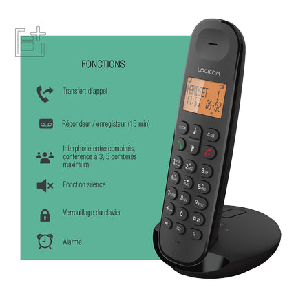 Téléphone sans fil LOGICOM Iloa Solo Répondeur Noir