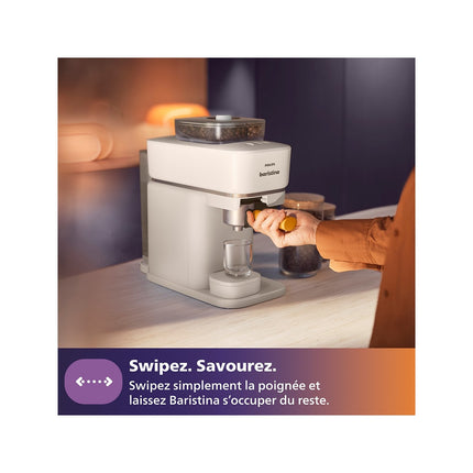 Machine à expresso PHILIPS Baristina BAR320/00 cafetière à grain bac double compartiment Blanche