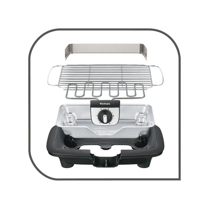 Barbecue électrique TEFAL BG90A810 Easygrill inox à poser, 37x23.5 cm