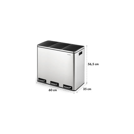Poubelle de cuisine tri sélectif KLARSTEIN Grandmaster Trash pédale 54L 3x18L Inox