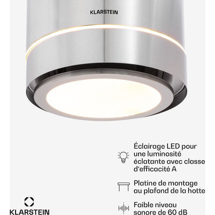 Hotte décorative îlot KLARSTEIN Tron Ambience îlot Ø38cm 540m³/h inox