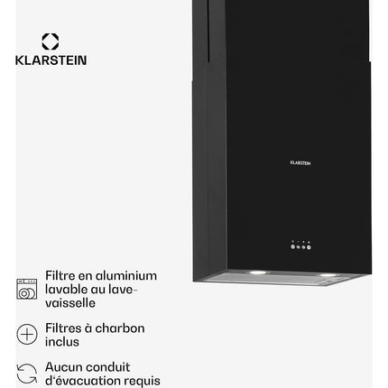Hotte décorative îlot KLARSTEIN Structura îlot 41 cm 624m³/h LED noir