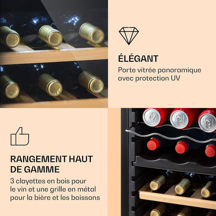 Cave à vin polyvalente KLARSTEIN Bovella 18 Duo+ 50L 18bt Verre